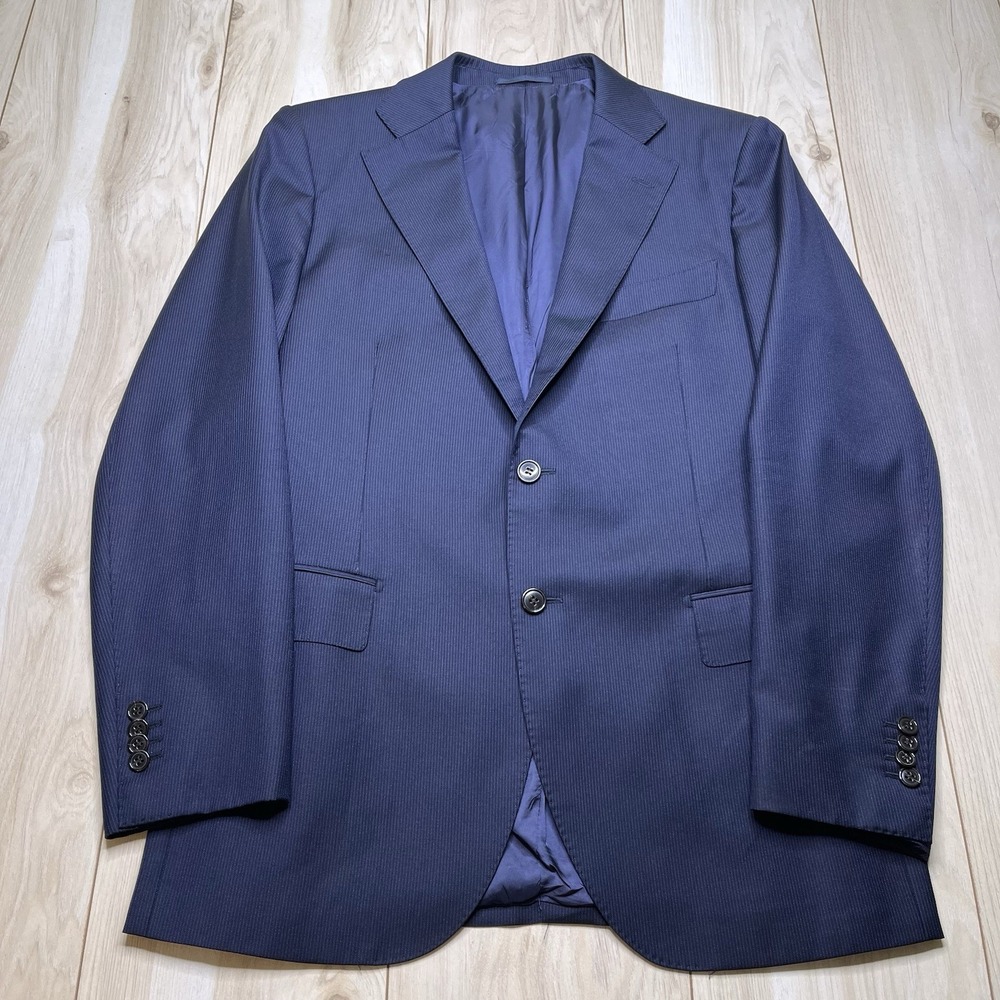 SuitSupply Vitale Barberis Super 110s Sports Blazer Striped Jacket Blue Men 41R - Picture 2 of 16